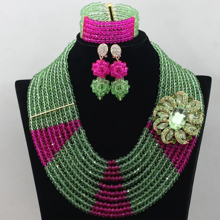 Bridal Gift African Beads, Jewelry Set, Wedding Necklace Earrings