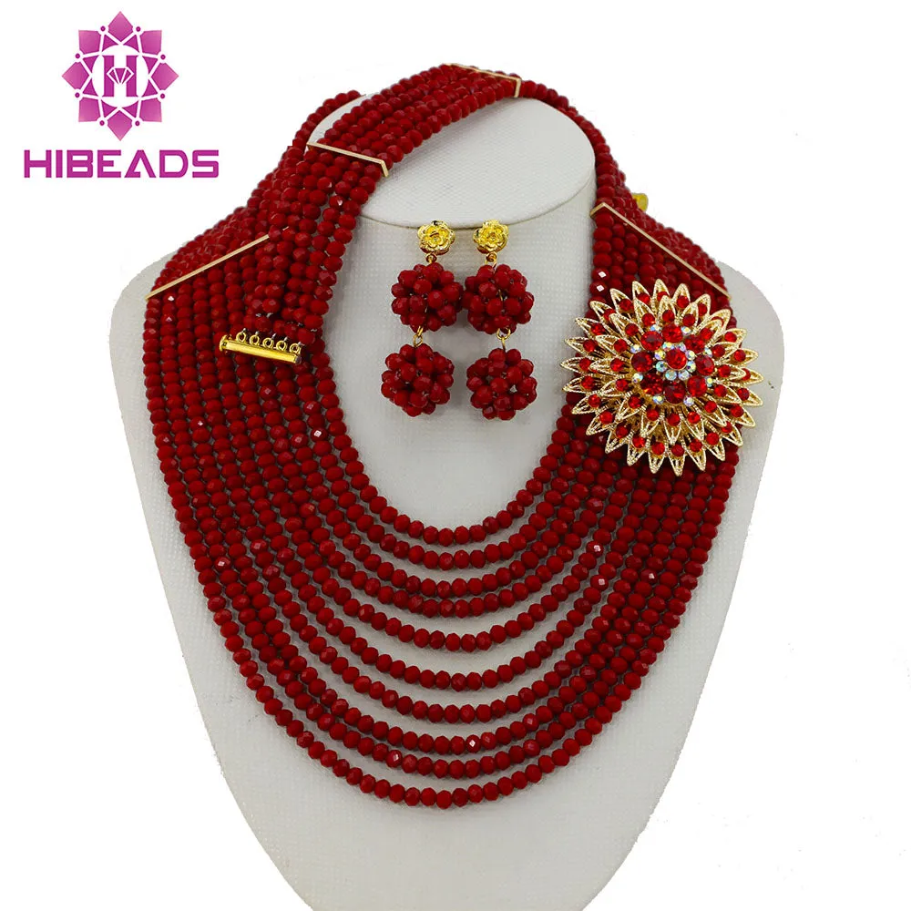 Bridal Gift African Beads, Jewelry Set, Wedding Necklace Earrings