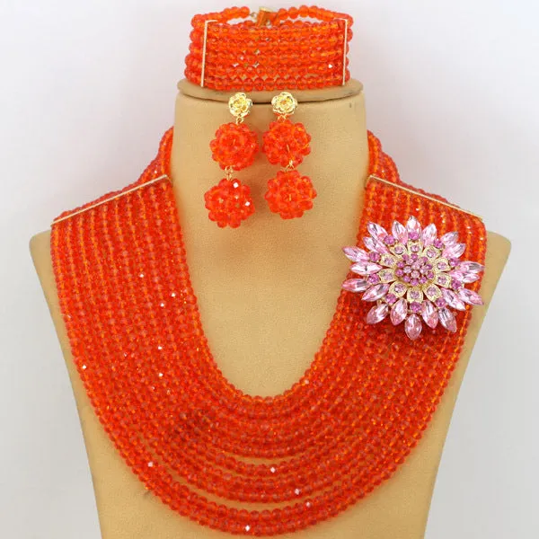 Bridal Gift African Beads, Jewelry Set, Wedding Necklace Earrings