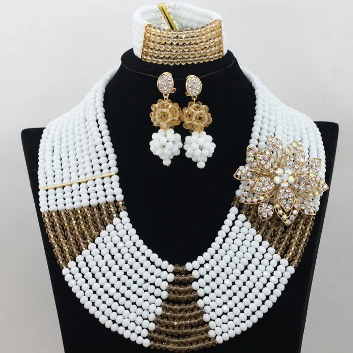 Bridal Gift African Beads, Jewelry Set, Wedding Necklace Earrings