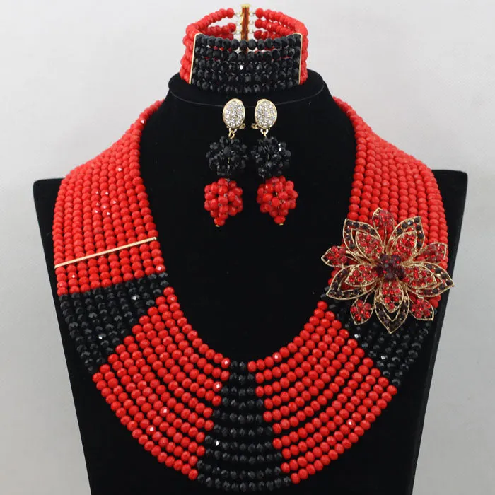 Bridal Gift African Beads, Jewelry Set, Wedding Necklace Earrings