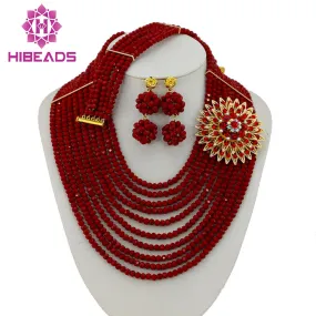 Bridal Gift African Beads, Jewelry Set, Wedding Necklace Earrings