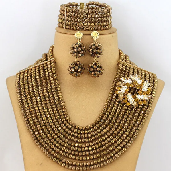 Bridal Gift African Beads, Jewelry Set, Wedding Necklace Earrings