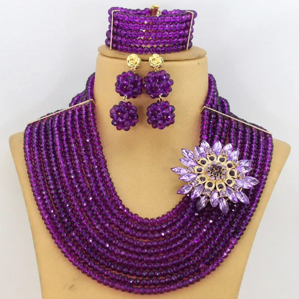 Bridal Gift African Beads, Jewelry Set, Wedding Necklace Earrings