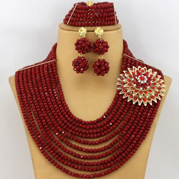 Bridal Gift African Beads, Jewelry Set, Wedding Necklace Earrings