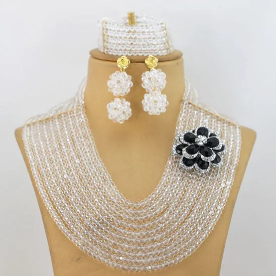 Bridal Gift African Beads, Jewelry Set, Wedding Necklace Earrings