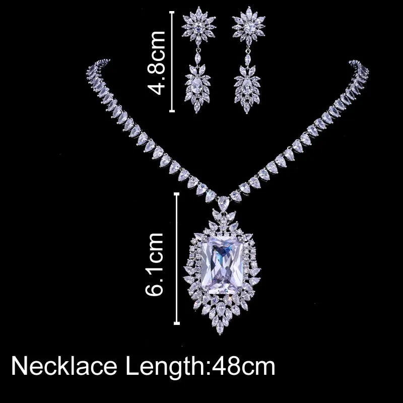 Bridal Wedding Evening Earring Necklace Jewelry Set For Women