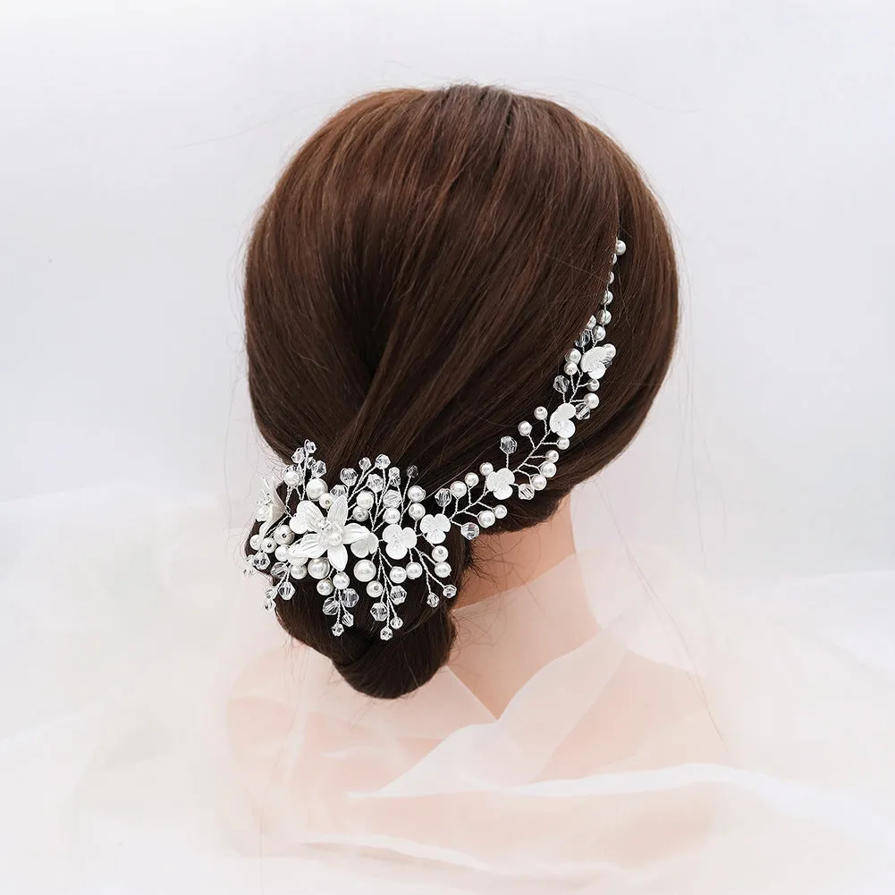 Bride Wedding Hair Vine Flower Bridal Hair Piece Crystal Hair Accessories Rhinestone Headpieces Jewelry For Women And Girls