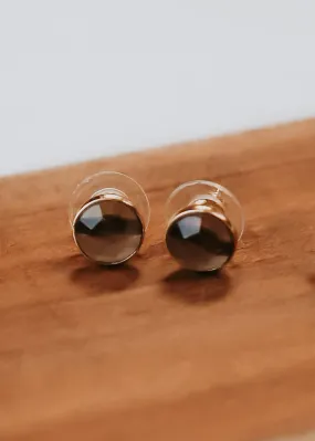 Brown Gem Stud Earrings