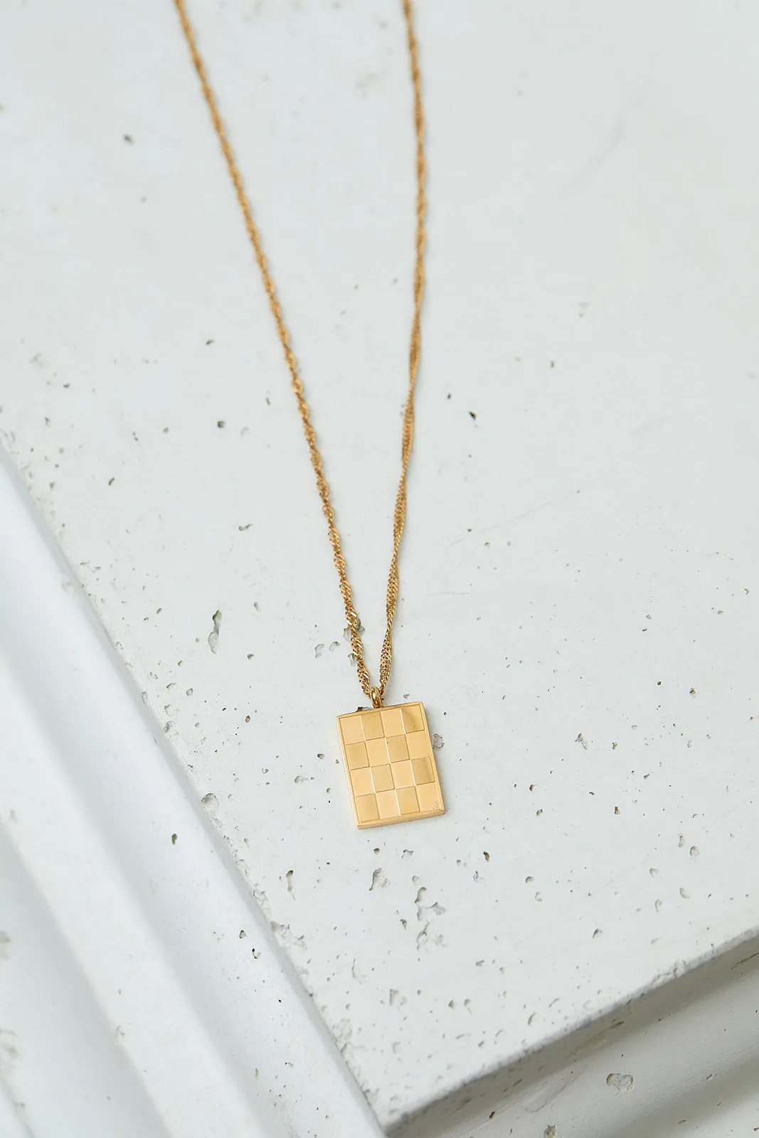 Checkered Pendant Necklace