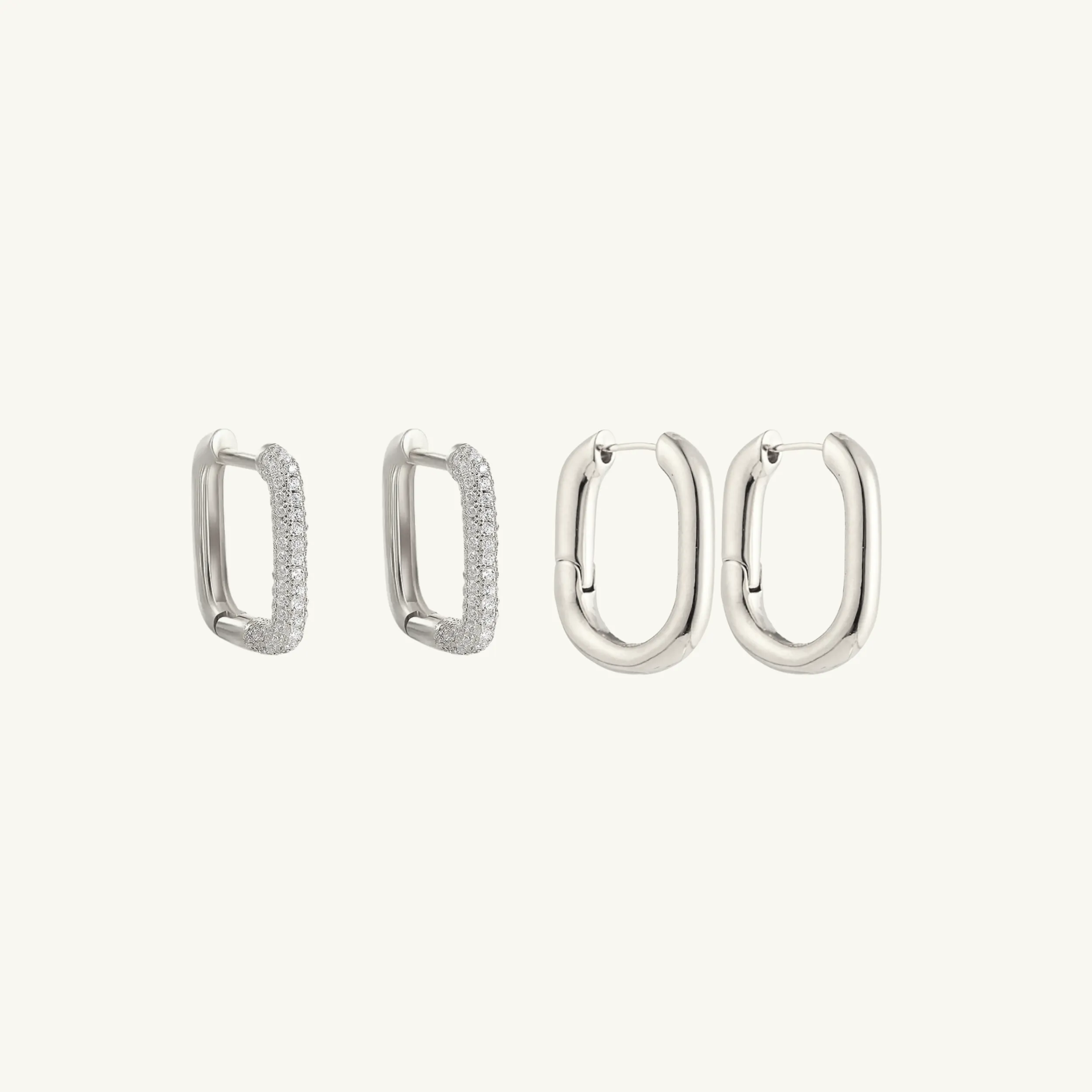 Chunky White Gem Rectangle Giftset | Silver