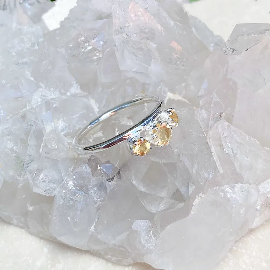 Citrine Three Gem Ring - Trinity