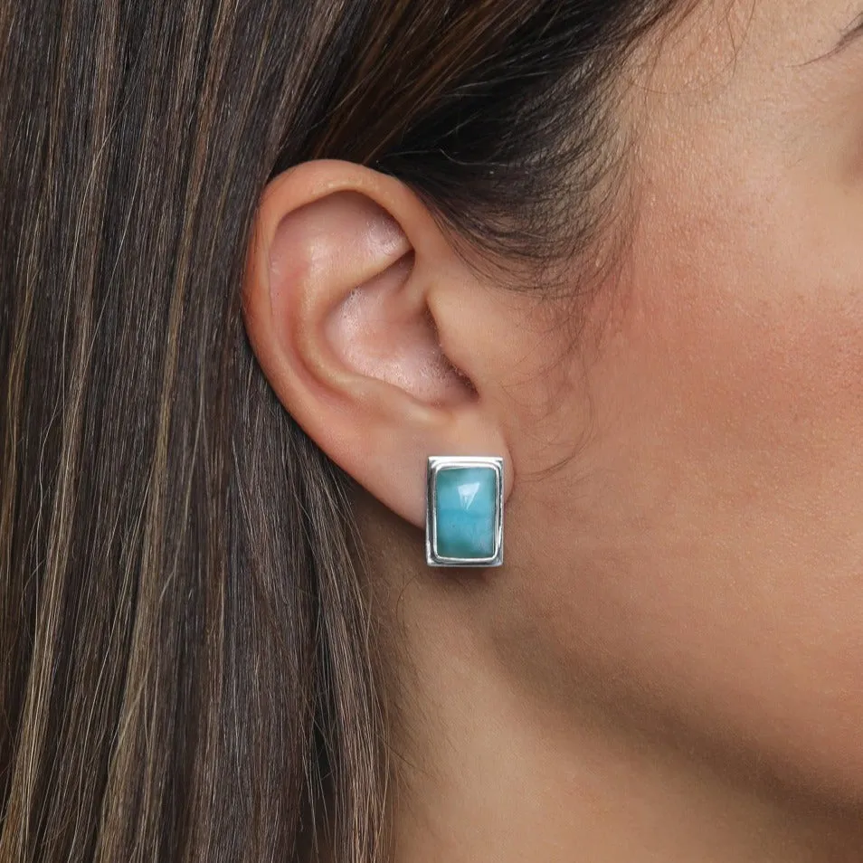 Clip On Larimar Earrings Aisha