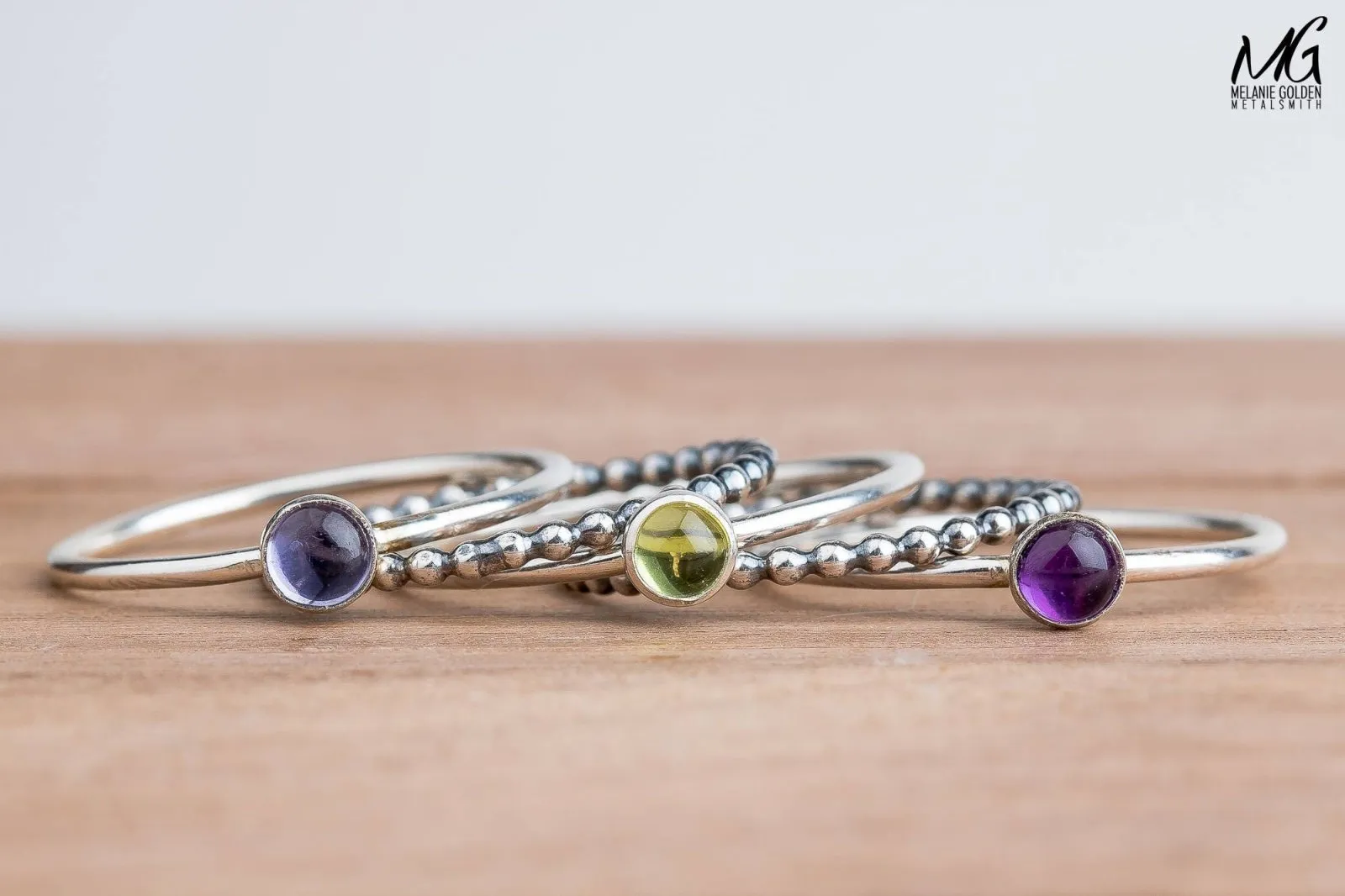 Colorful Stacking Gemstone Rings Set Of 5