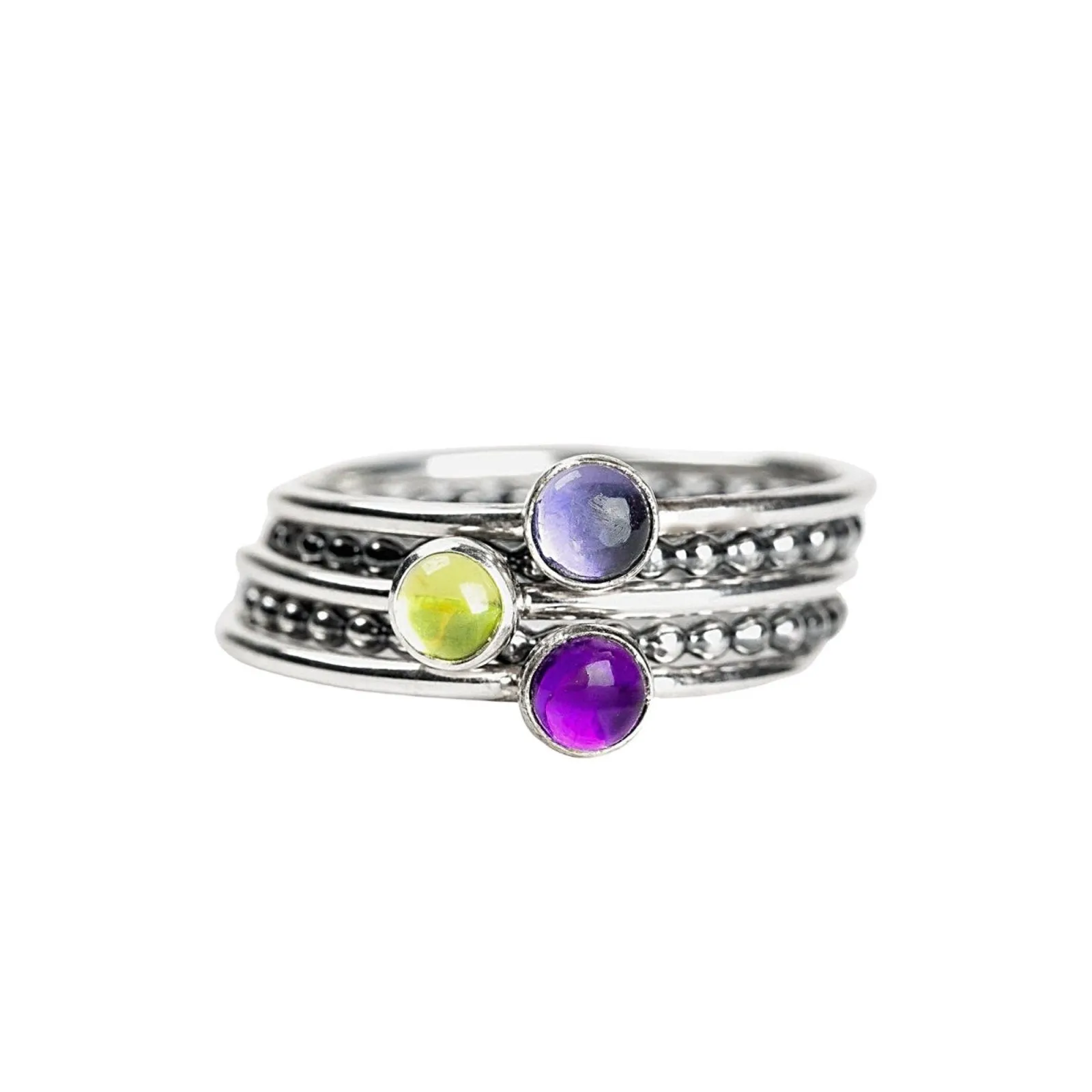 Colorful Stacking Gemstone Rings Set Of 5