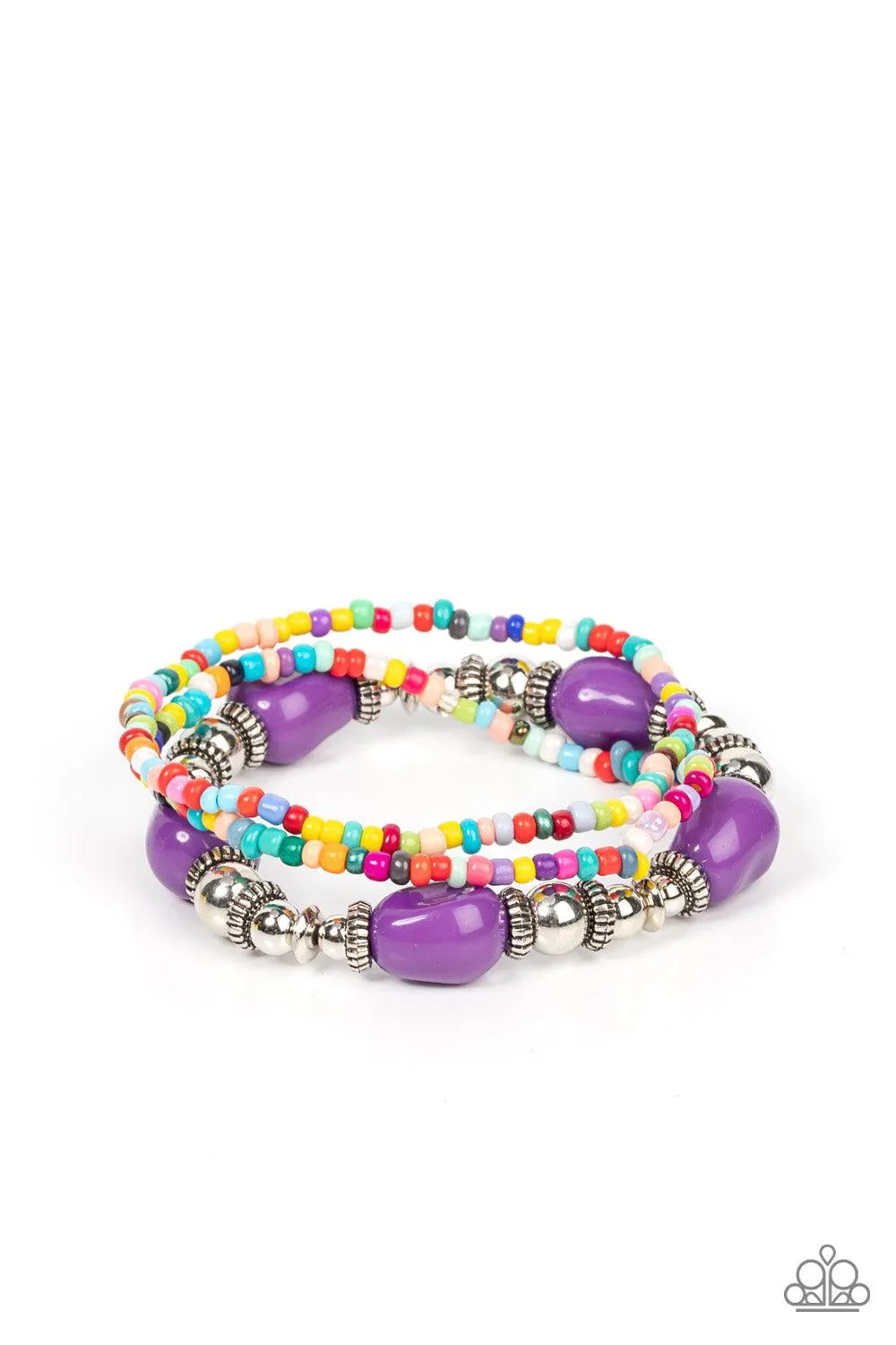 Confidently Crafty Purple & Multi Seed Bead Bracelet - Paparazzi Accessories