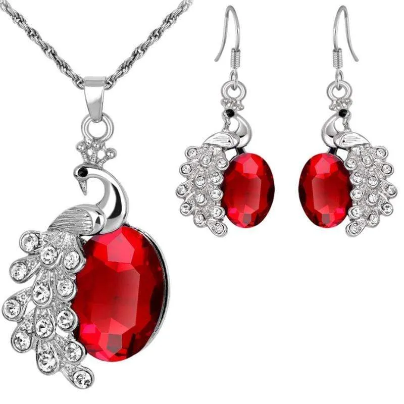 Crimson Peacock Red Gem Set