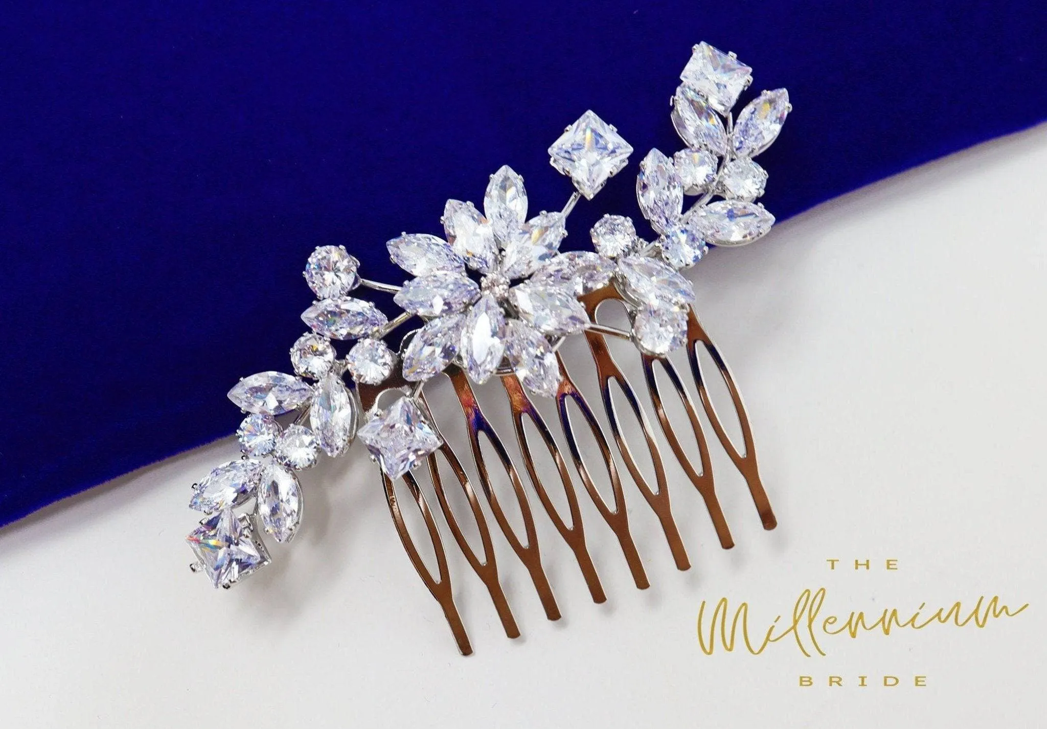 Cubic Zirconia, Diamond Flower Vine Leaves Bridal Hair Comb, Bridal Hair Accessories, Wedding Hair Accessory, Bridal Hair Comb.