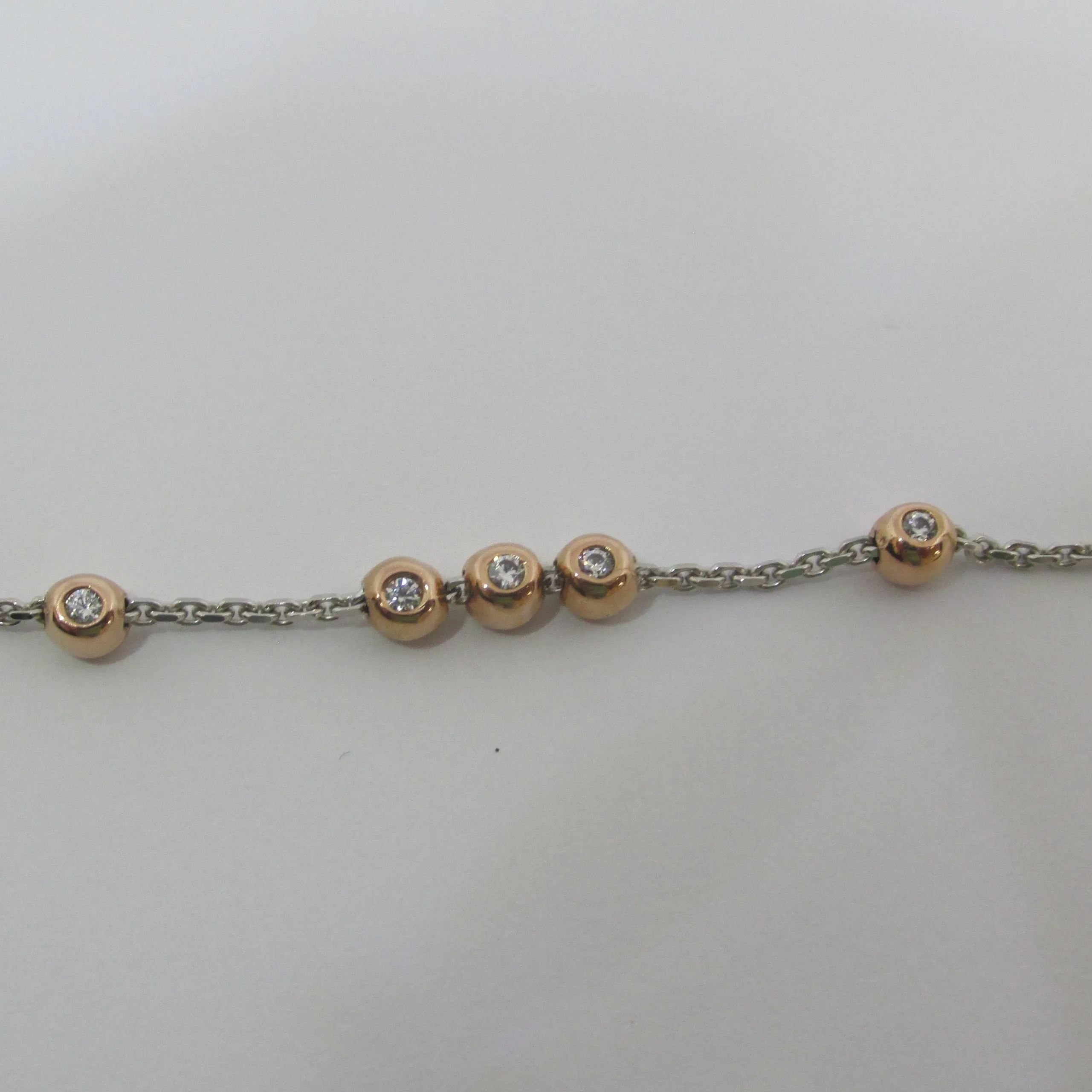 Cubic Zirconia Link Bracelet 14K White and Yellow Gold