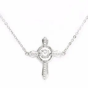 Dancing Gem Cross Design Necklace