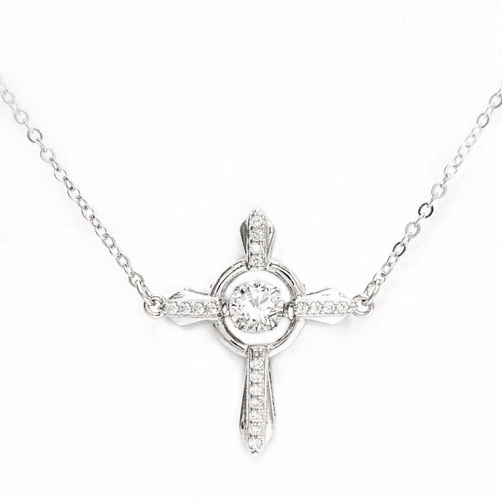 Dancing Gem Cross Design Necklace