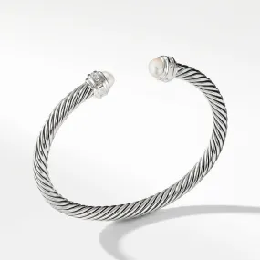 David Yurman 5MM Cable Bracelet with Pearls and Diamonds