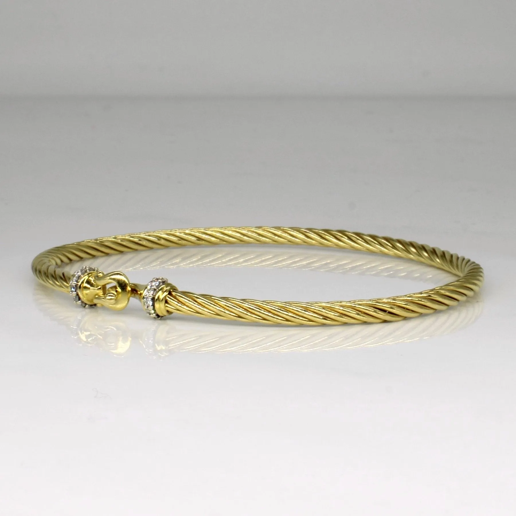 'David Yurman' Cable Diamond Buckle Bracelet | 0.07ctw | 7" |