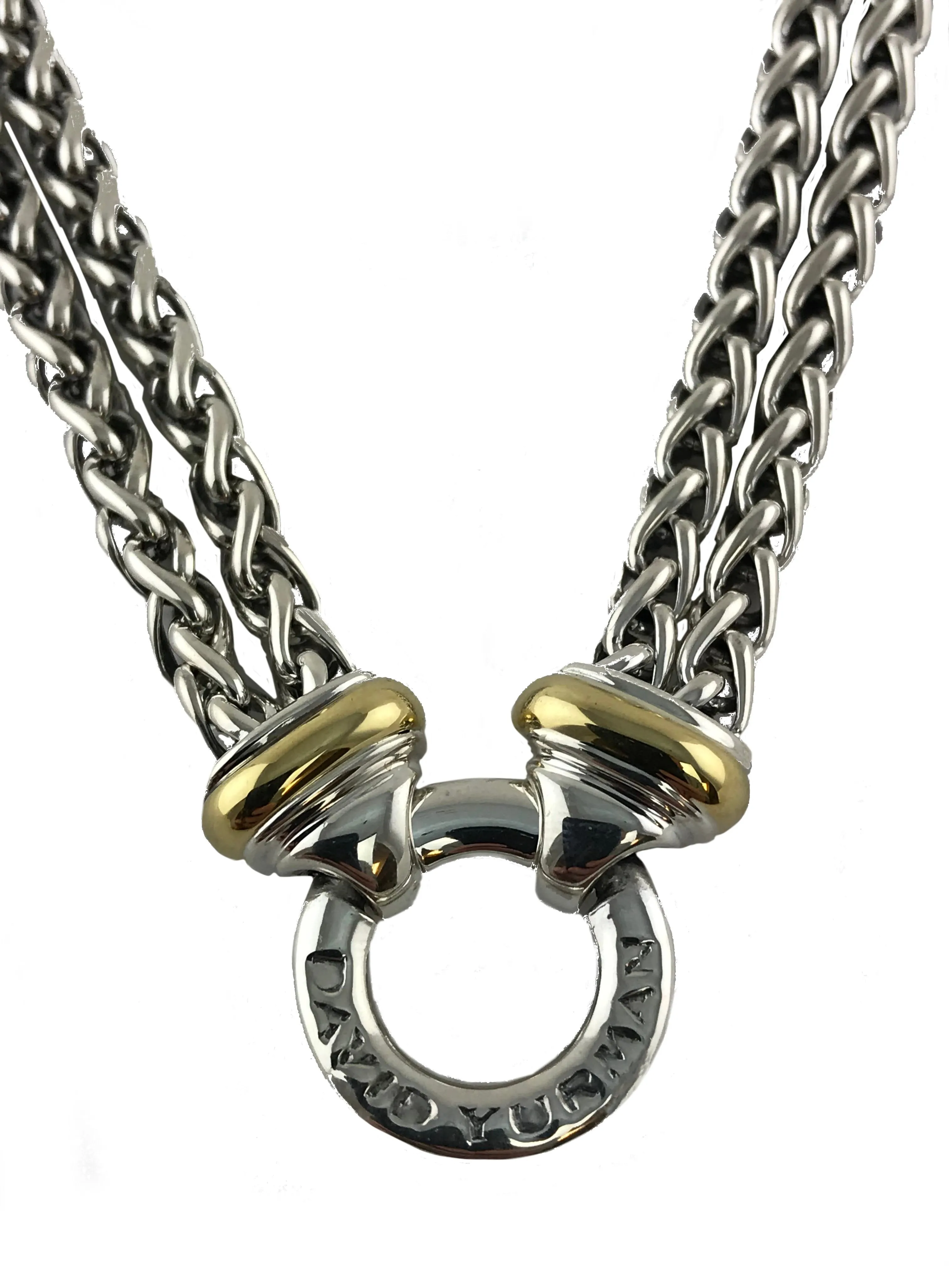 David Yurman Double Wheat Chain Necklace with 18k Gold