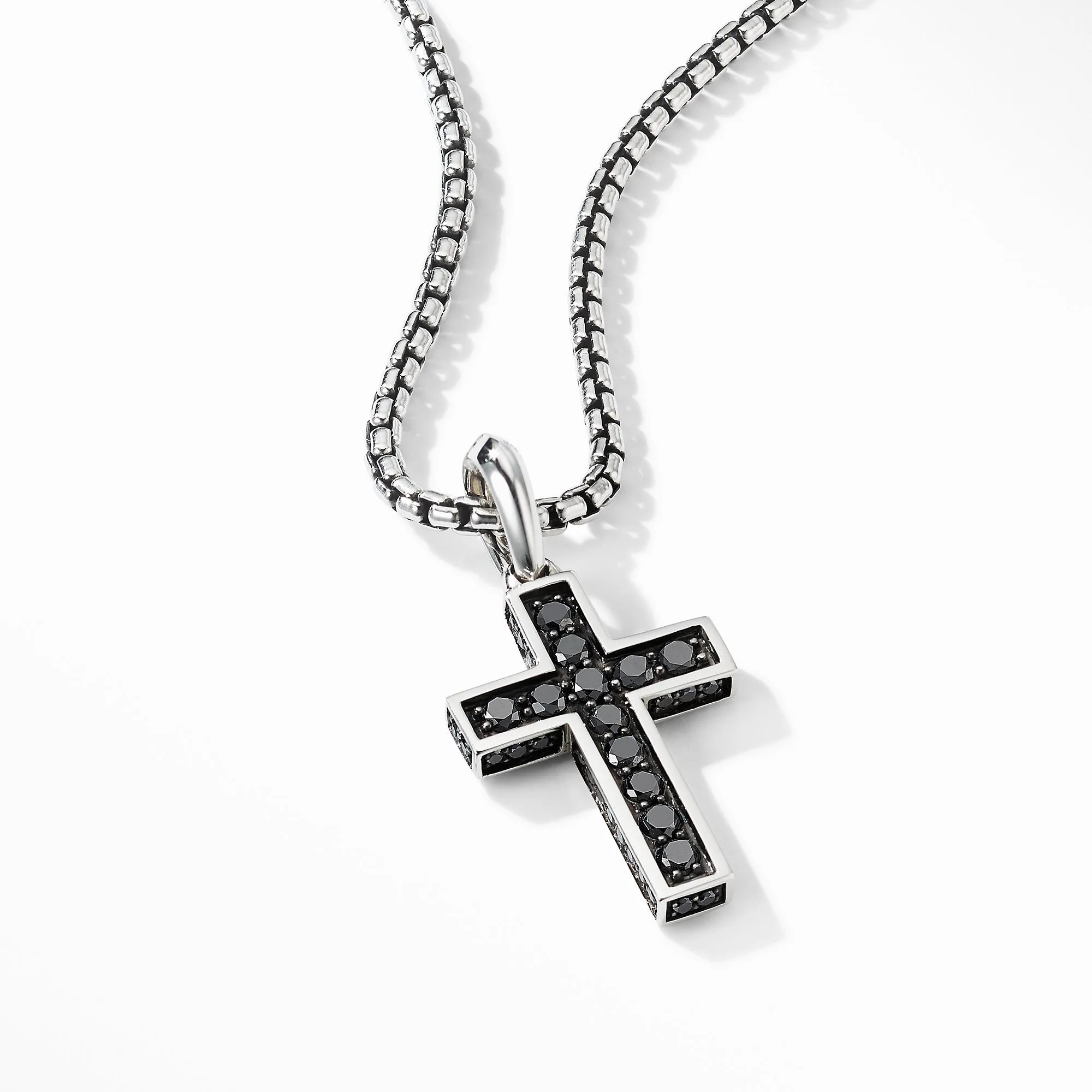 David Yurman Men's Cross Pendant with Pave Black Diamonds 28MM