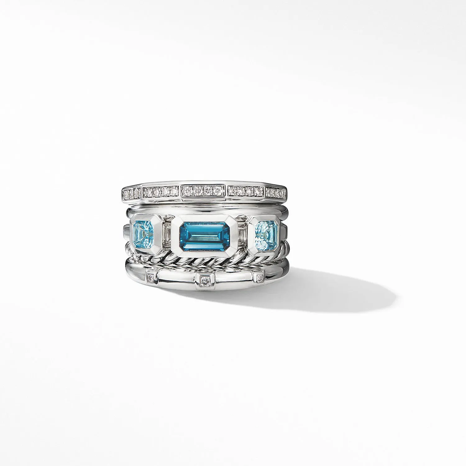 David Yurman Stax Wide Ring with Hampton Blue Topaz 15MM