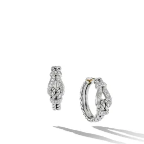 David Yurman Thoroughbred Loop Hoop Earrings with Pave Diamonds