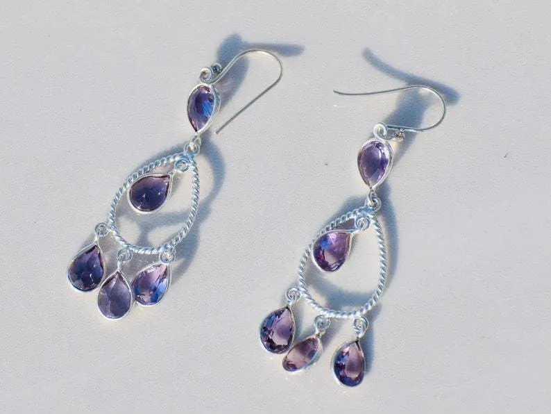 Delicate Amethyst Sterling Silver Earrings,Handmade Jewelry,Wedding Gift