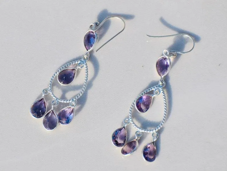 Delicate Amethyst Sterling Silver Earrings,Handmade Jewelry,Wedding Gift