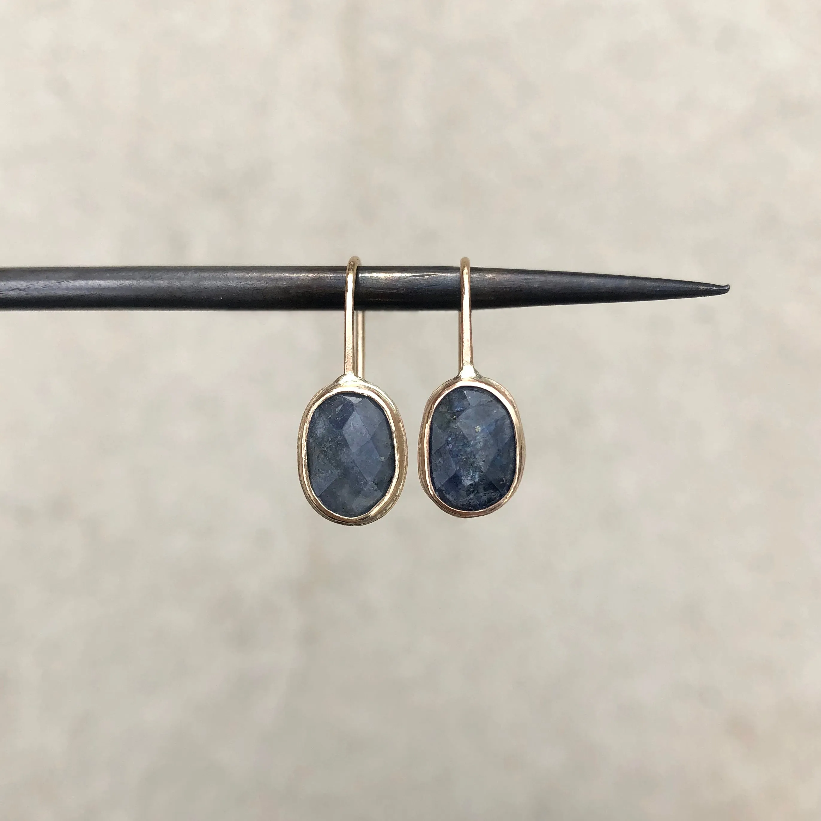 Denim Blue Sapphire Gem Drop Earrings