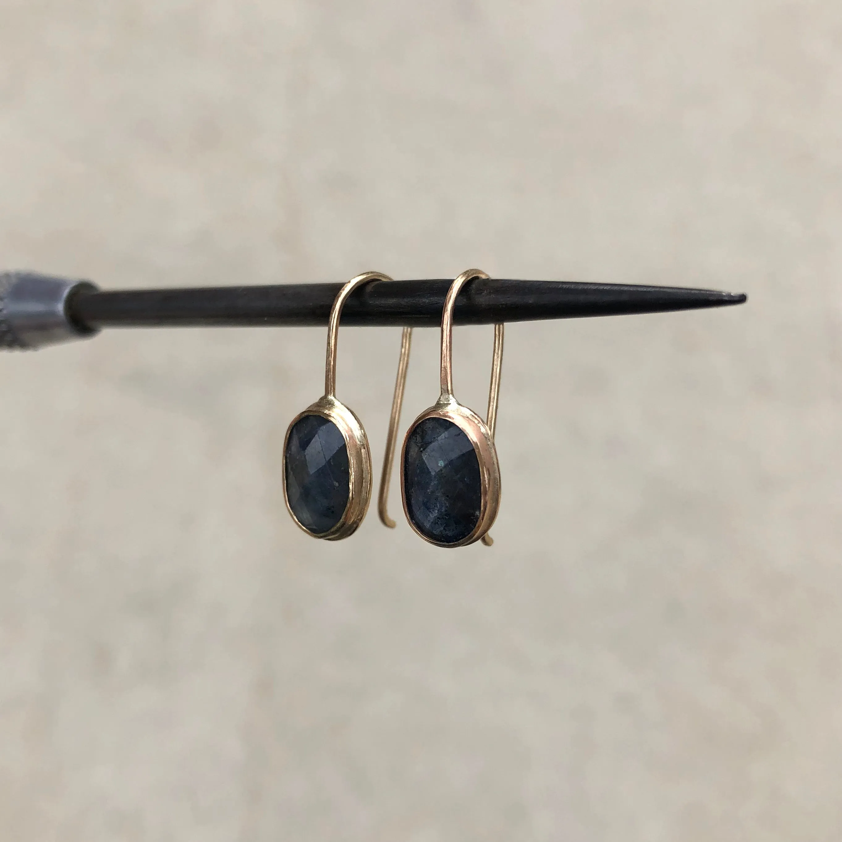 Denim Blue Sapphire Gem Drop Earrings