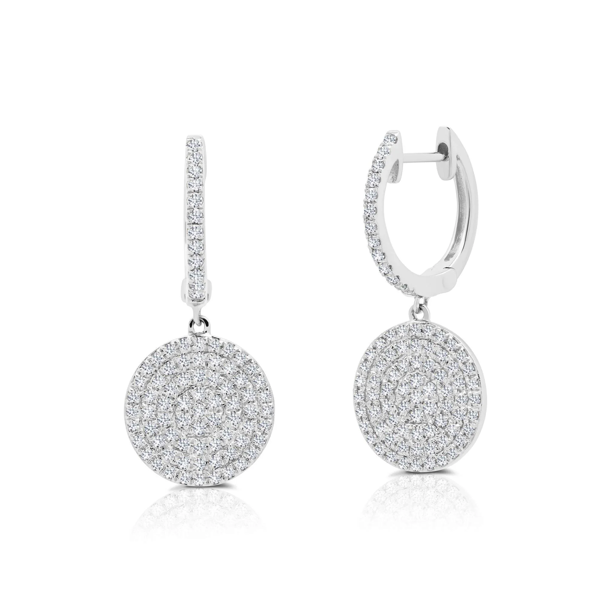 Diamond Drop Disc Earrings