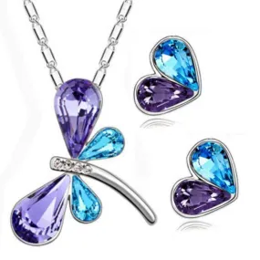 DRAGONFLY Kisses Purple-Teal Gem Set