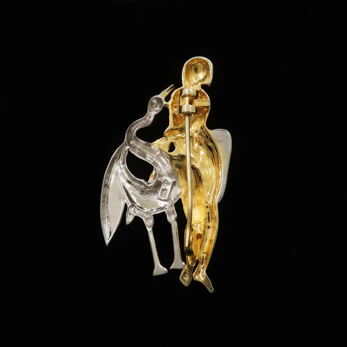 Dual Tone - Gold Plated 925 Sterling Silver Saree Pin Silver Brooch Wedding Jewellery Festive Wear, INDIAN JEWELRY