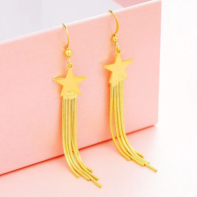 Dubai Ear line Tassel Earrings for women 2020 new 24K Gold Color butterfly dangle earring fashion female wedding jewelry gifts