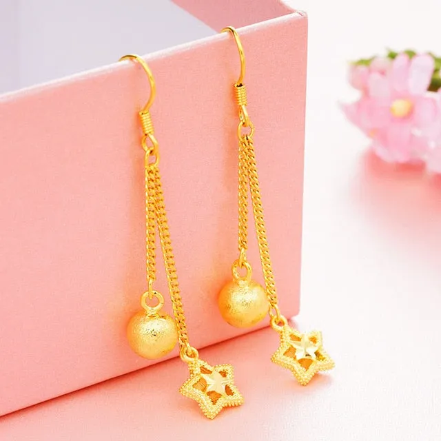 Dubai Ear line Tassel Earrings for women 2020 new 24K Gold Color butterfly dangle earring fashion female wedding jewelry gifts