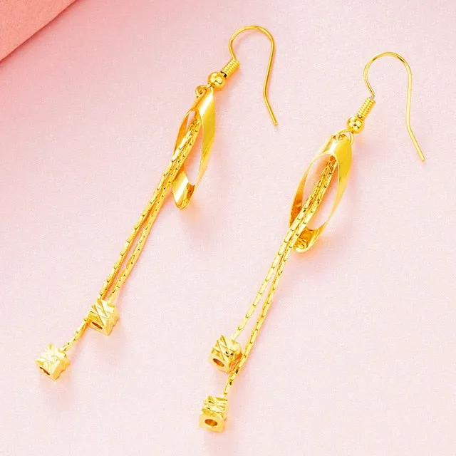 Dubai Ear line Tassel Earrings for women 2020 new 24K Gold Color butterfly dangle earring fashion female wedding jewelry gifts