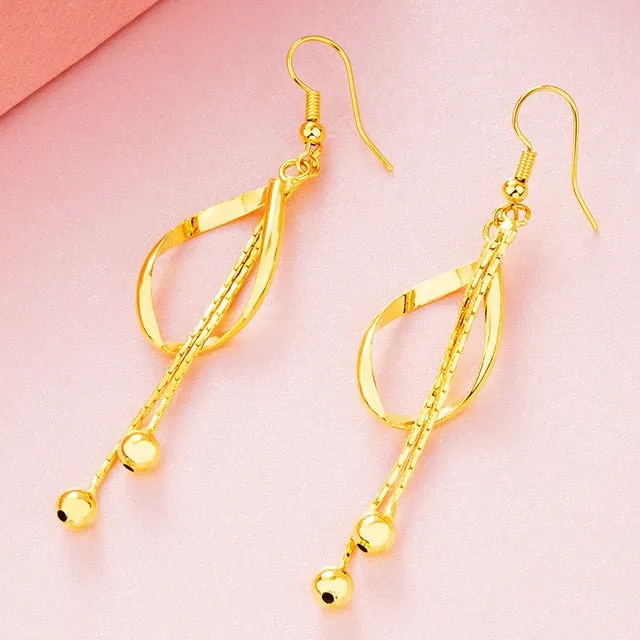 Dubai Ear line Tassel Earrings for women 2020 new 24K Gold Color butterfly dangle earring fashion female wedding jewelry gifts