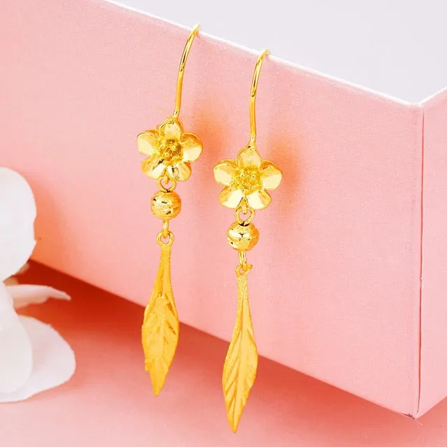 Dubai Ear line Tassel Earrings for women 2020 new 24K Gold Color butterfly dangle earring fashion female wedding jewelry gifts