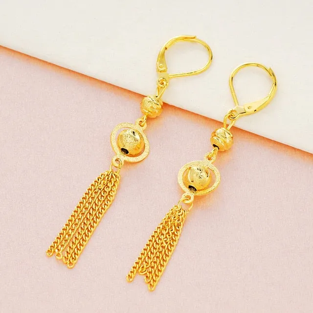 Dubai Ear line Tassel Earrings for women 2020 new 24K Gold Color butterfly dangle earring fashion female wedding jewelry gifts