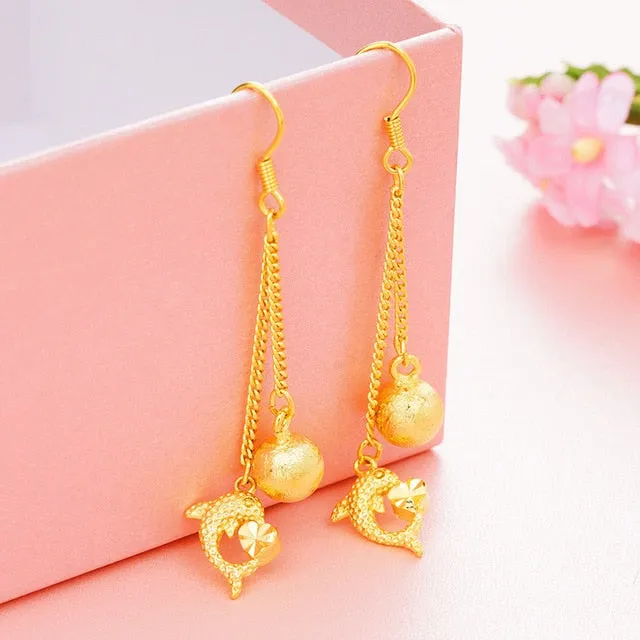 Dubai Ear line Tassel Earrings for women 2020 new 24K Gold Color butterfly dangle earring fashion female wedding jewelry gifts