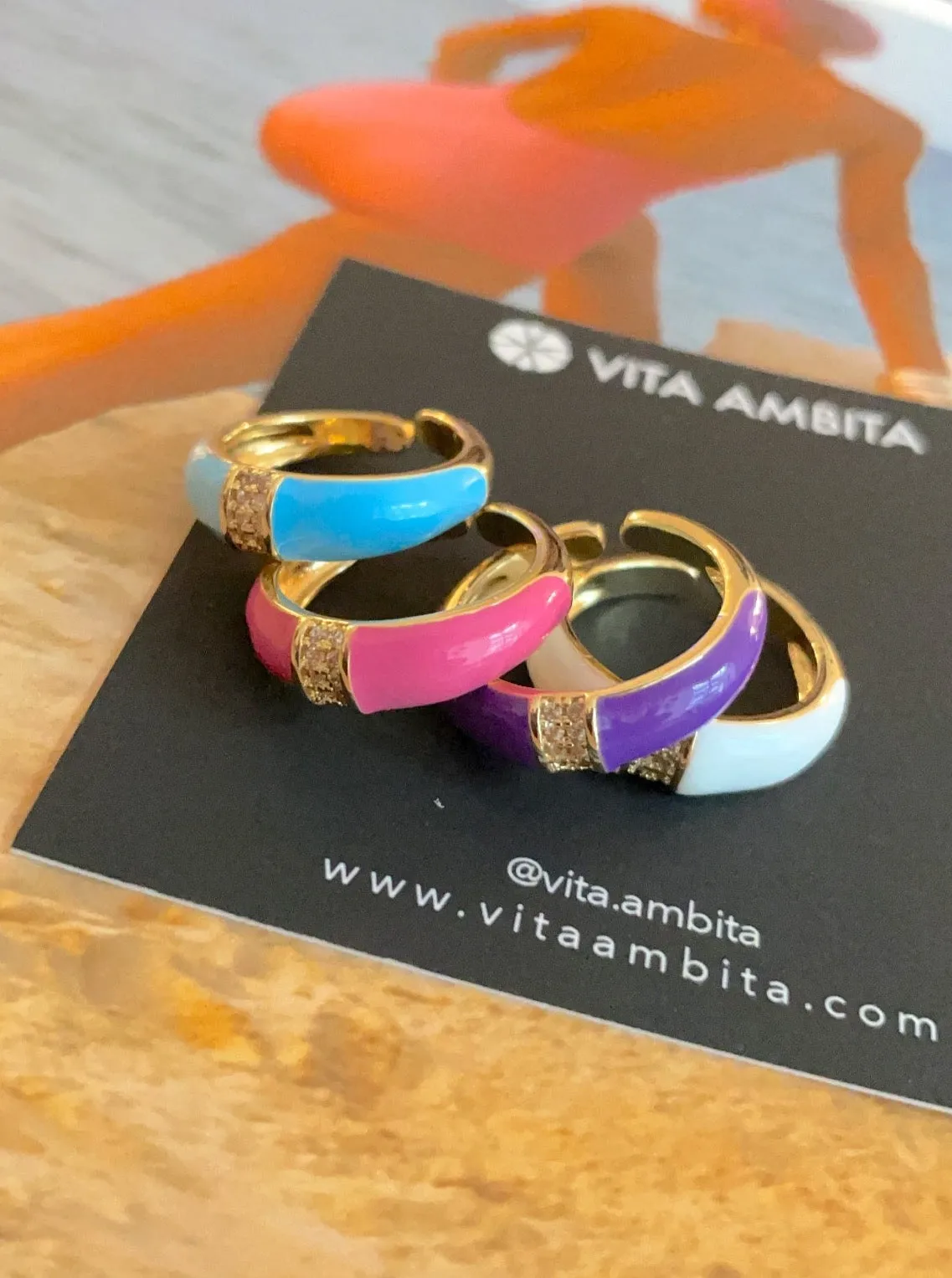 Enamel cz colored rings