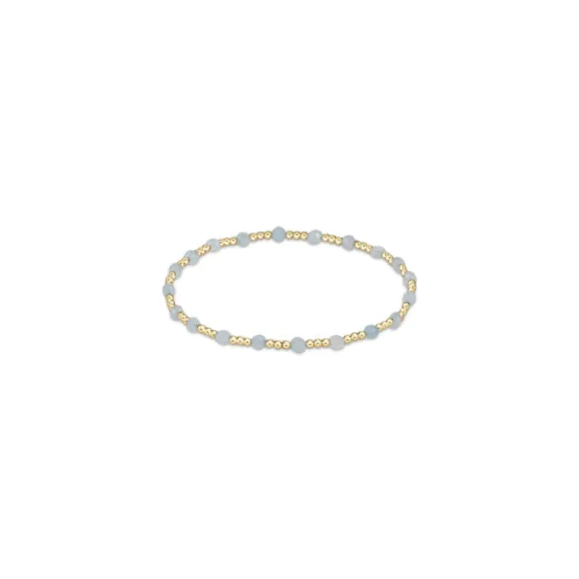 enewton: Gemstone Gold Sincerity Pattern 3mm Bead Bracelet - Aquamarine