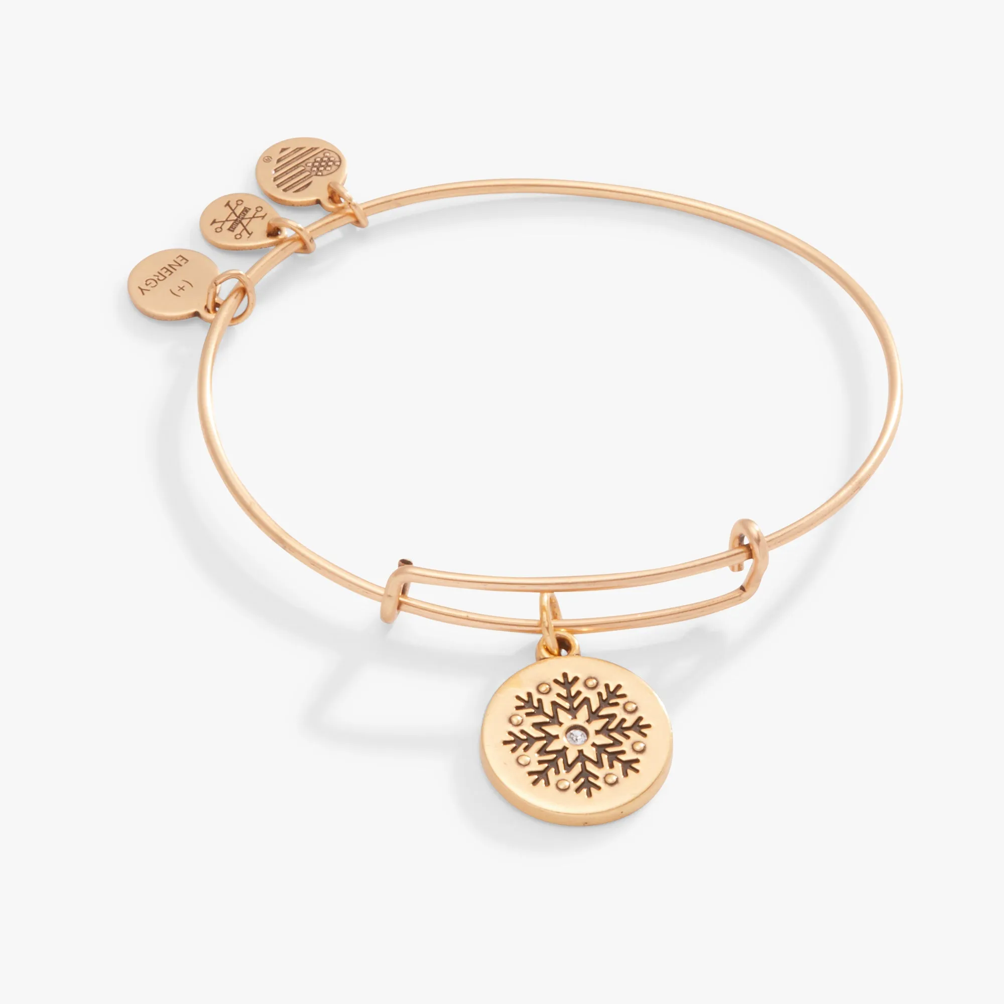 Etched Snowflake Charm Bangle