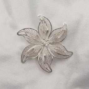 Flower - Filigree 925 Sterling Silver Saree Pin Silver Brooch Wedding Jewellery Festive Wear, INDIAN JEWELRY