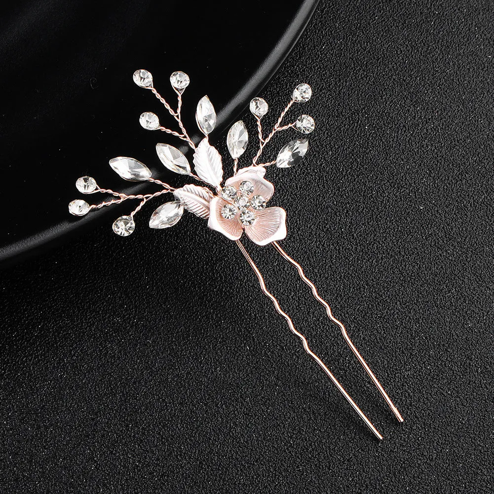 Flower Leaves Bridal Tiara Hair Accessories Rose Elements Hair Side Comb Elegant Hair Accessories